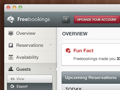 Navigation booking check css3 buttons dashboard freebookings gradients icon overview reservations restaurant sidebar ui design web app