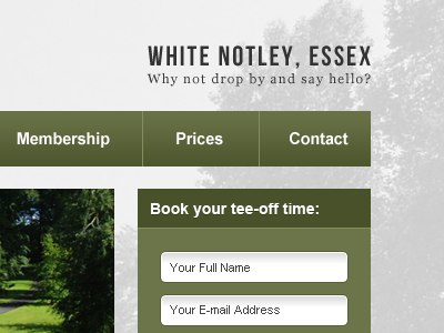Header & Sidebar for golf website header navigation sidebar website website design