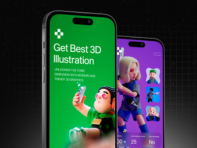 3D Illustrations Store App 3d art 3d illustrations 3d product page application art marketplace art store app creative agency design portfolio digital art ecommerce website interactive design minimal design modern design onboarding online marketplace product gallery product page shopping