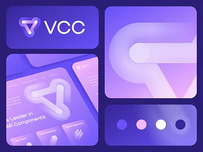 VCC Unused Logo Design Concept 3d blockchain branding design gradient icon identity industry landing led lepisov lettering lighting logo page saas tech ui website