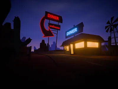 Desert Scene 3d blender diner illustration stylized