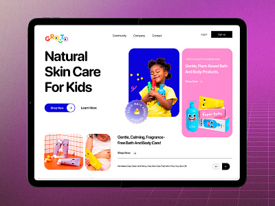 Kids Skin & Hair Care website baby care baby care ui baby hair care child skincare products children hair care childrens skincare gentle skin products hersection kids haircare kids skincare safe baby care webdesign