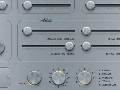 76 Synthesizer - Titanium app glow ipad iphone knob silver slider texture