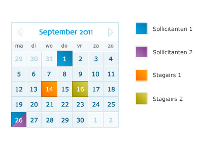 Calendar with legenda agenda calendar colors legenda months ui