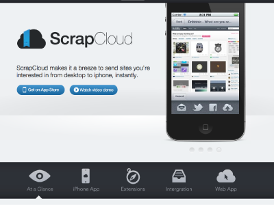 ScrapCloud - Website app iphone ui website