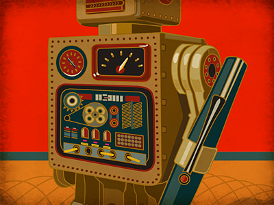 Robot illustration robot tin toy