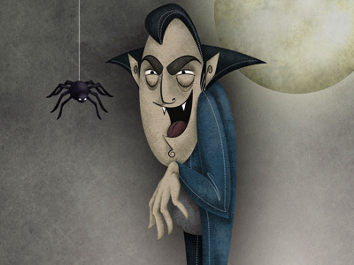 Vampire halloween illustration moon retro spider vampire vintage