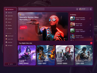 Game Dashboard Design dark mode dashboard design figma design figma designer game game app game dashboard game dashboard design game design game interface game player game ui gamer gaming player ui web web game