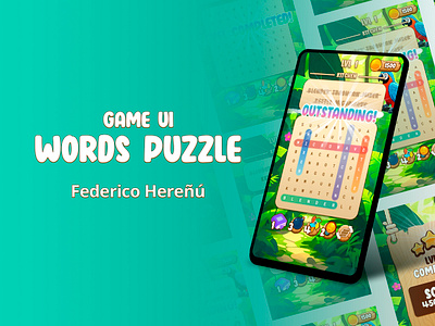 Words Puzzle - Game UI game design game ui gaming ui mobile game mobile game ui mobile ui photoshop ui ux ui words puzzle