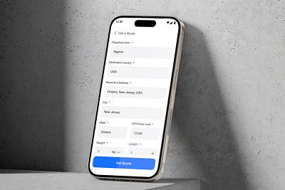 Get a Quote Screen UI SCREEN for LOGISTICS MOBILE APP delivery deliveryapp logistic logistics logisticsapp productdesigner quote shipment shipmentapp uidesign uidesigner uiux uiuxdesigner uxdesign uxdesigner