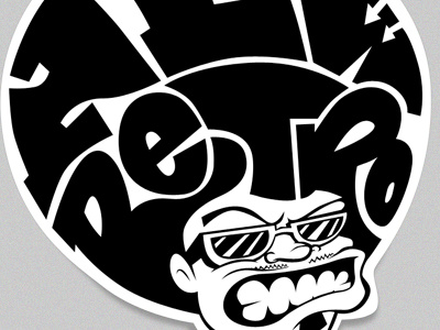 New Retro afro bw dude new retro sticker vector