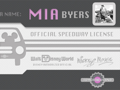 Tomorrowland License car disney gray logo mickey mouse pattern pink planet seal subtle