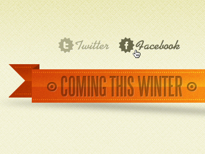 ThemeINN landing page fragment #1 coming soon inset orange ribbon shiny social buttons vintage web design