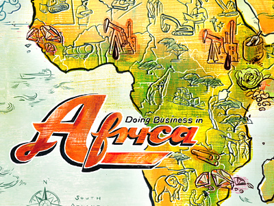 Africa Magazine Cover colorful cover editorial hand lettering illustration illustrations ink magazine map texture type typography