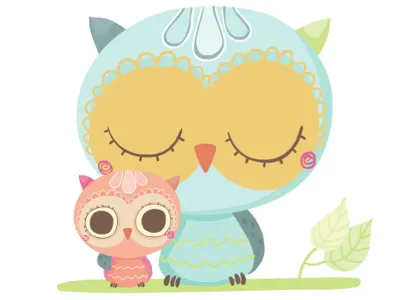 Owls illustration nursery owl vector wall deco wall sticker