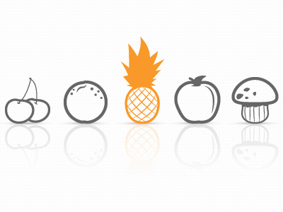 Fruits icons set part 2 app apple gray icons iphone mushroom orange pineapple