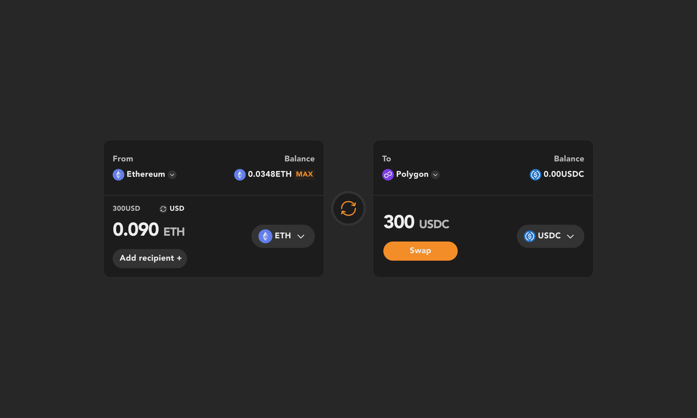 Quick Chain abstracted crypto swap modal crypto design figma product design ui uiux web3