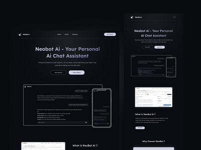 Neobot - Personal AI Chat Assistant Page Design artificial inteligence company profile inspiration landing page ui design visualdesign website website design