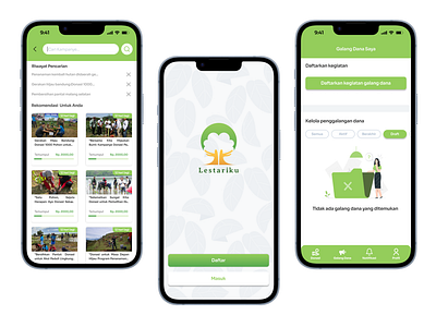 Lestariku App - Fundraising App design for the environment app mobile mobile design ui ui design uiux ux design