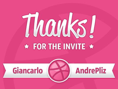 Thanks dribbble invite pink ribbon thanks