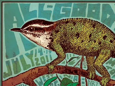 Birdguana animal bird collage fun illustration poster surreal