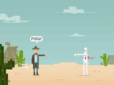 Peow! blood concept art cowboy desert game illustration mummy pixel pixels