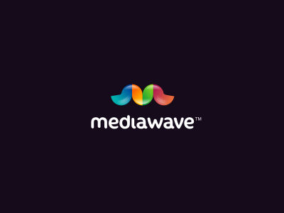 Gradient Logo - Mediawave Logo Design 3d clever colorful design agency freelance logo designer gradient gradient logo graphic design graphic designer icon logo logo design logo designer m media monogram moustache wave waves waving