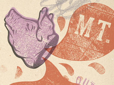 Mt. e-poster Teach... block print blockprint e poster illustration ink letter block letter blocks misregistered motive sounds recordings mt. music music poster pig poster print texture type