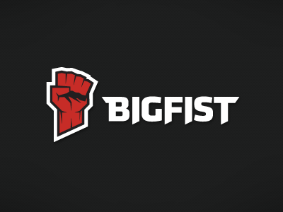 Bigfist athletic fist lifting logo logotype nutrition power red sport weight