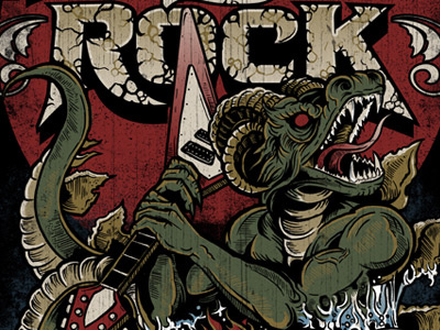 Monsters of Rock Attack americana art castle cruise derrick derrick castle design dragon drawing graphic design guitar hair band rock illustration metal monster monsters of rock nashville nashvillemafia straw castle