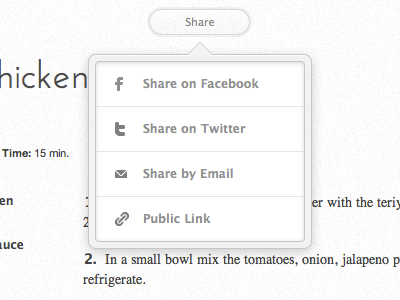 Share Drop Down drop down facebook share twitter ui