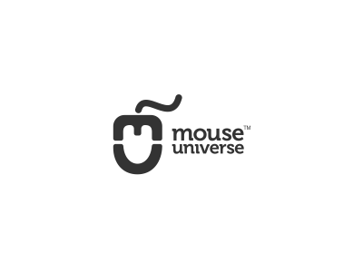 Mouse Universe Logo Design clever design agency freelance designer freelance logo designer graphic design graphic designer hidden icon logo logo design logo designer monogram mouse mu negative negative space rat simple space tail universe wire