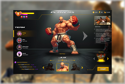 Boxing Game UI - Style Test boxing boxing game branding design desktop game game interface game ui inspiration landing page multi player ui ux website