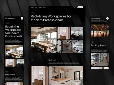 Lumospace - Collaborative Workspaces cafe caffee clean dark mode design ellegance homepage landing page mobile responsive rent room room ui ui ux uidesign ux web design website work from cafe working space workspace