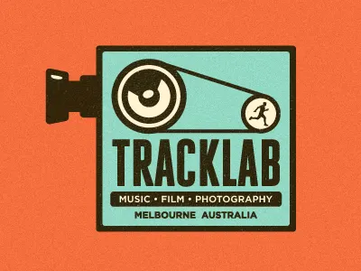 Tracklab Logo Exploration 2 australia camera film growcase hamster wheel lens logo logo design logo designer melbourne music music studio photography projector retro running speaker tracklab