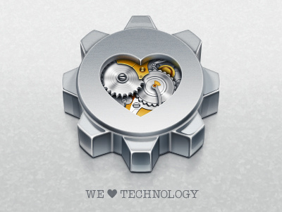 We Love Technology artua gear heart icon illustration metal