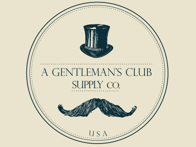 Gentleman's Club design logo mustache seal top hat