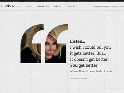 Chris Rhee - Custom post adelle black and white personal post quote typekit web website wordpress