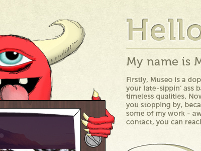 Museo is the devil cartoon devil illustration letterpress museo portfolio red sand tv type