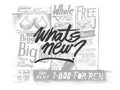 What's new? advertisement illustration pencil typography