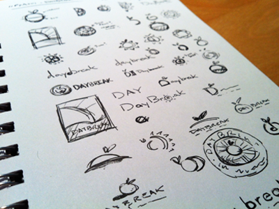 Daybreak Sketches black branding concept d food fruit icon identity ink landon logo orange rick rick landon rick landon design sketches sun