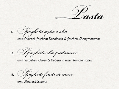 Osteria Rustica bickham gill sans osteria rustica