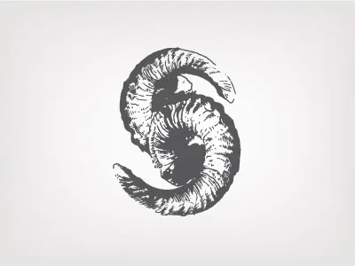Screw brand horns illustration logo monogram ram s