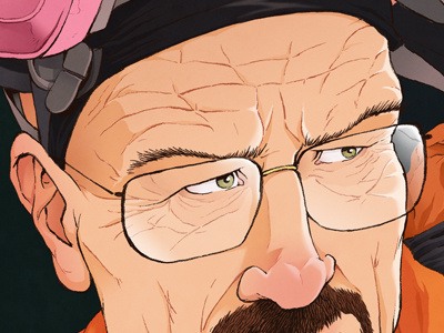 Walter White breaking bad bryan cranston digital gas mask illustration ink photoshop walter white