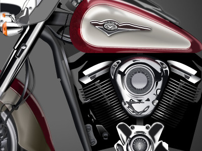 Kawasaki Vulcan - Tank + Engine Work Progress adobe chromed cs5 engine fireworks kawasaki motorbike tank vector