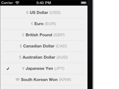 currency.io currency selection addtohomescreen currency html5 ios iphone webapp