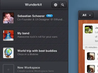 Wunderkit workspaces 6wunderkinder pro projects ui workspace wunderkit
