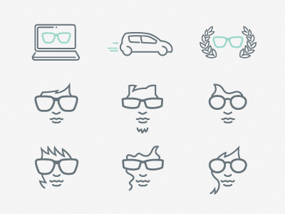 Icon set character eyeglasses icon pictogram simply