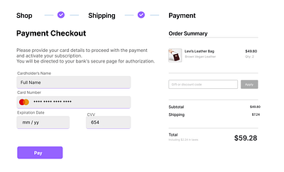 Daily UI Challenge #2 Credit Card Checkout ui