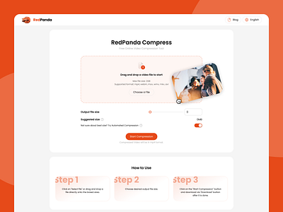 Redesign for RedPanda Compress figma ui upload video compress web design